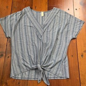 Blue and White striped V-neck tee (never-worn)